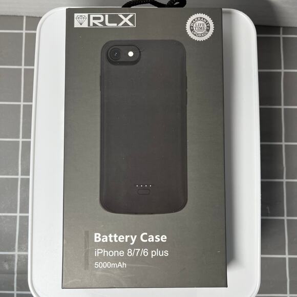 RLX Battery Power case for iPhone 8/7/6 Plus 5000mAh Black, open box - Picture 1 of 5